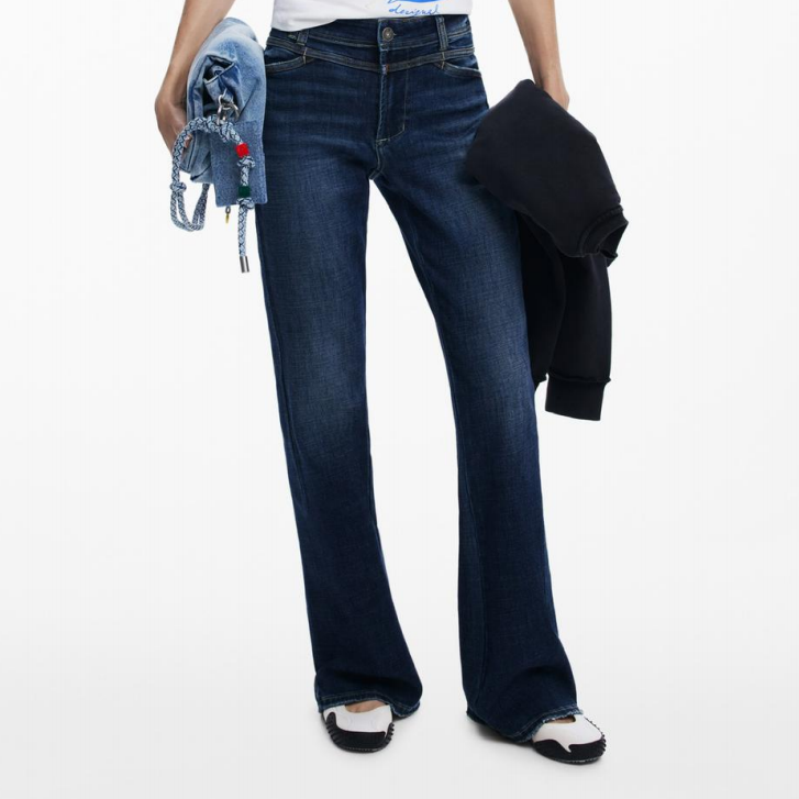 Dark-Blue High-Waist Flared Jeans 產品圖