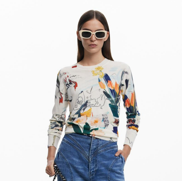 Cream Floral Watercolour Print Jumper 產品圖