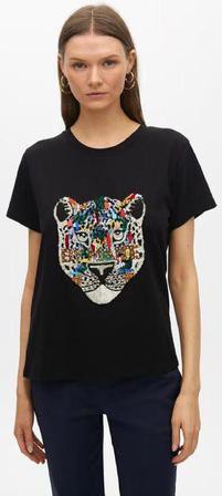Lola Casademunt Black Sequin Leopard Print Short-Sleeve Tee 產品圖