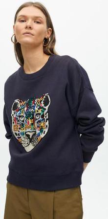 Lola Casademunt Navy Sequin Leopard Print Sweatshirt 產品圖